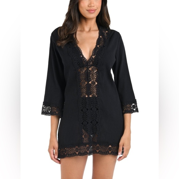La Blanca Black Island Fare V-Neck Tunic - Picture 1 of 9